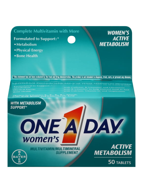 One A Day Women's Active Metabolism Multivitamins, Supplement with Vitamins A, C, E, B2, B6, B12, Iron, Calcium and Vitamin D, 50 ct.