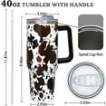 thumbnail image 3 of 40oz Cow Tumbler With Handle Lid and Straw-Cow Print Stainless Steel Insulated Tumblers-Cow Travel Mug Iced Coffee Cup-Gifts for Women(Brown), 3 of 6