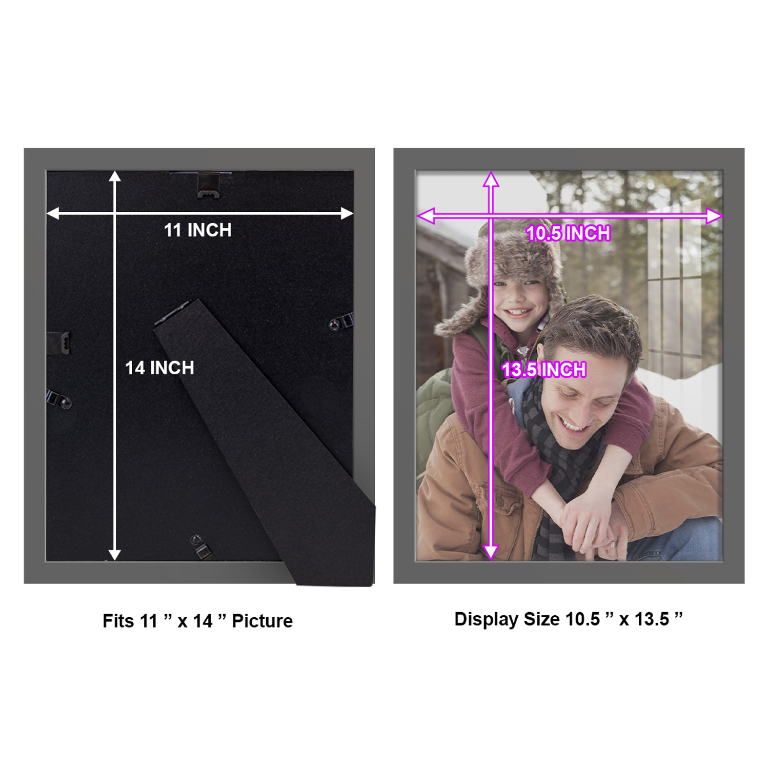 Modern 11 in. x 14 in. Grey Picture Frame (Set of 2)