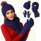 thumbnail image 1 of Conjunto De Gorro, Bufanda Y Guantes De Punto De Color Liso, De Lana, Clidos Y Resistentes Al Fro, Para Uso En Exteriores E Invierno, Para Protegerse Del Fro, Paquete De 3, Color Negro., UKHBMC, 1 of 9