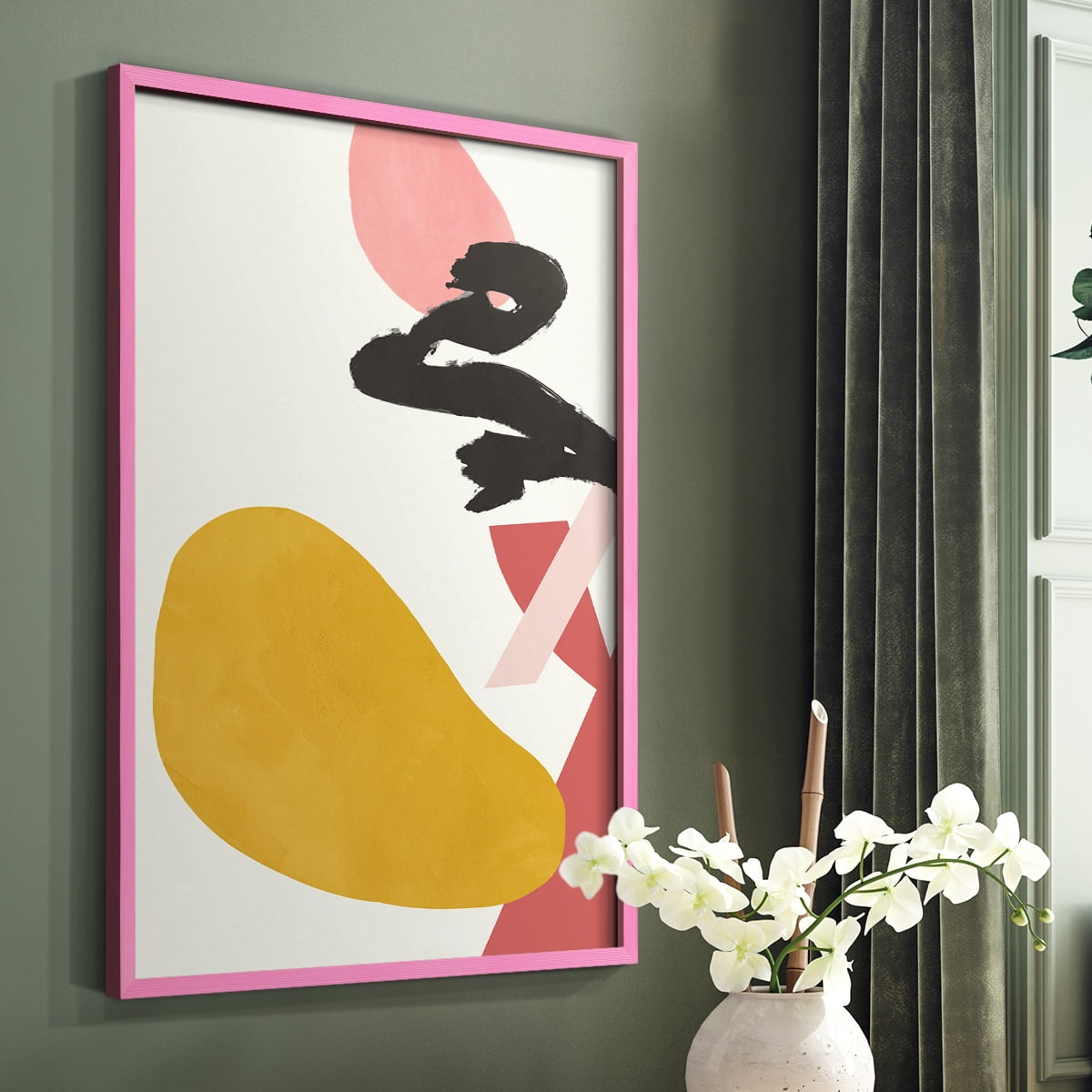 Bright Boy I Framed Print in Pink Solid Wood Framed Print No Nail Hanging