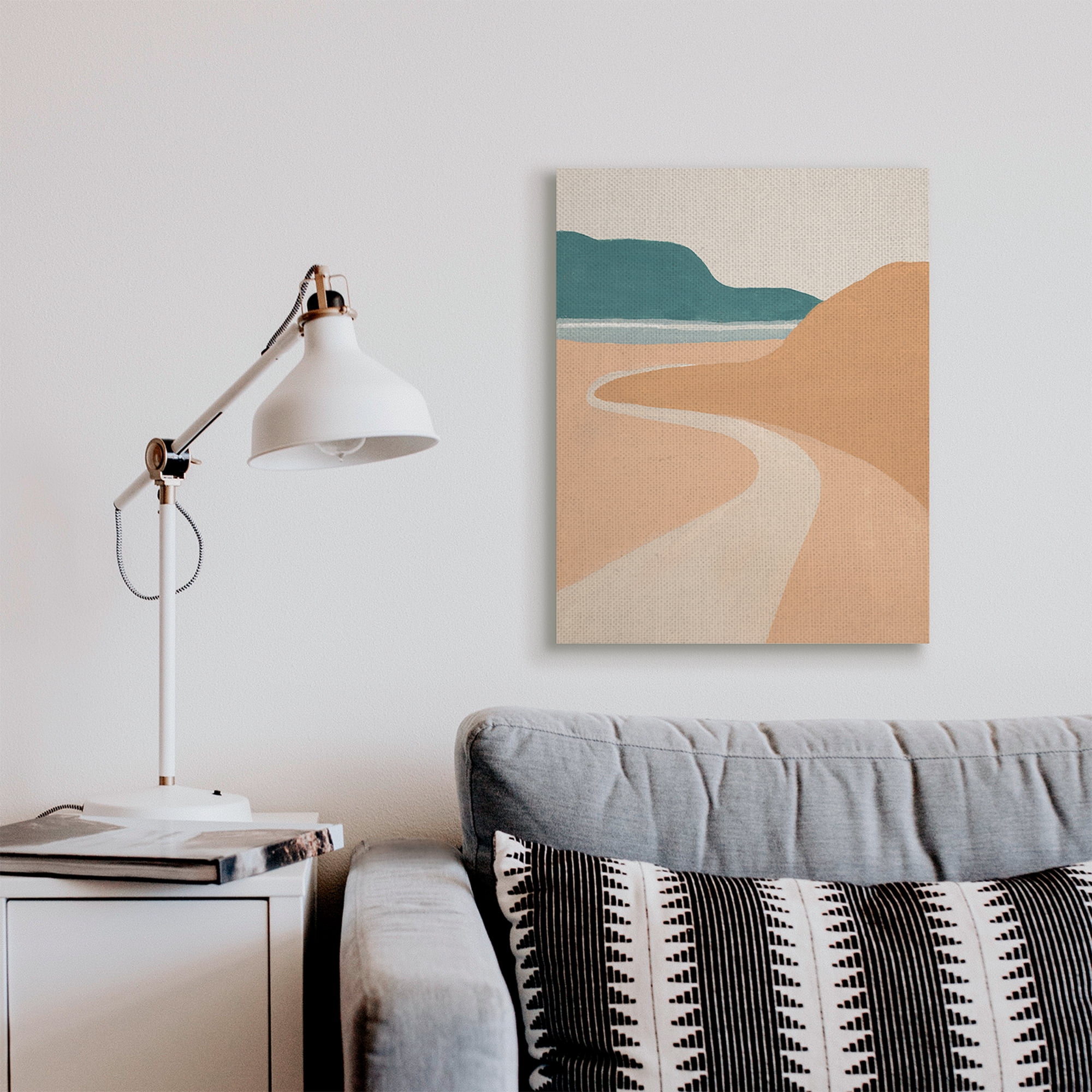 Stupell Industries Coastal Road Landscape Terracotta Brown Seascape Nature Painting Gallery Wrapped Canvas Art Print Wall Art, 24 x 30