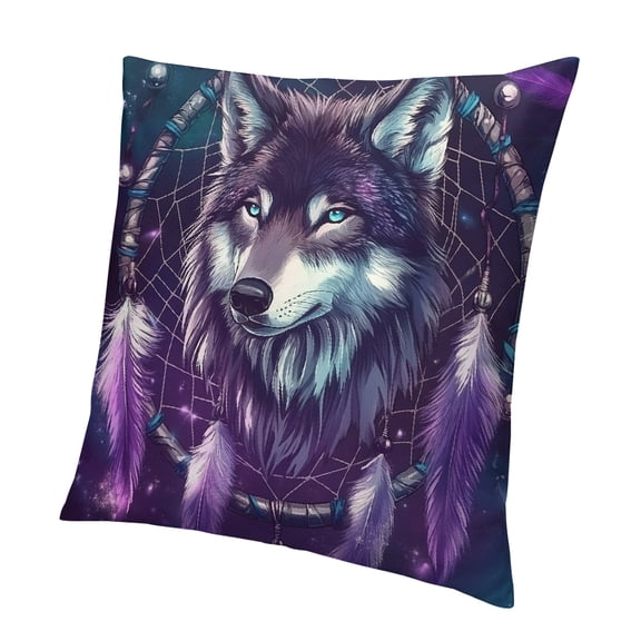 Patifu Wolf Throw Pillow Cover,Dream Catchers Cushion Case for Kids Teens Adults,Tribal Ethnic Exotic Pillow Cover,Wolves Wildlife Safari Animal Print Decorative Pillow Cover 12x12in