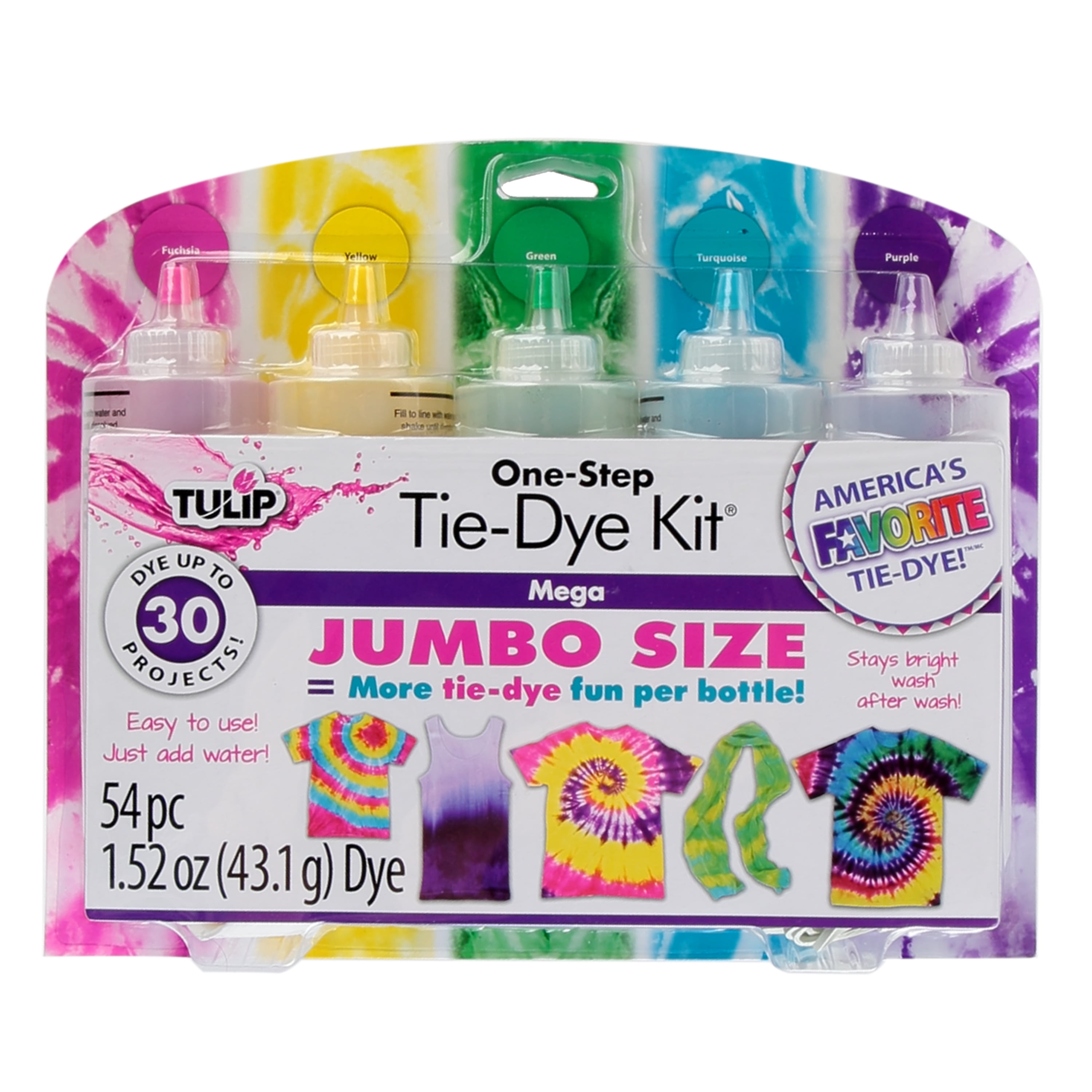 Tulip One-Step Jumbo Tie Dye 54 pc Kit Rainbow Carousel Various Colors NEW 