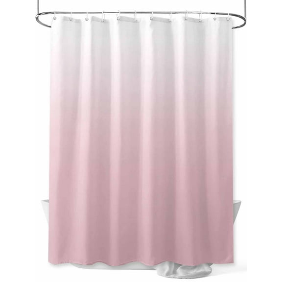 Minimalist Pink Shower Curtain, and White Gradient Waterproof Shower Curtain Set with 12 Hooks Lightweight Washable Fabric Shower Curtains for Bathroom 72x78 Inches