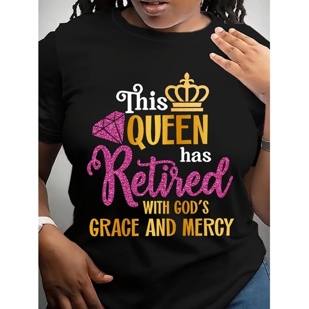 Casual Short Sleeve Retired Print Crew Neck T-Shirt - Women's Spring & Summer Clothing