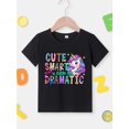 thumbnail image 2 of Unicorn Graphic & Letter Print Creative T-Shirts, Soft & Elastic Comfy Crew Neck Short Sleeve Tee, Girls' Summer Tops, 2 of 7