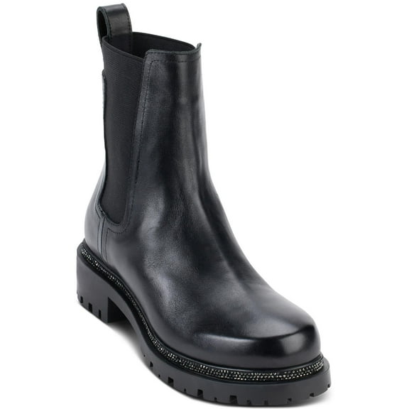 DKNY Womens Rick Leather Motorcycle Boots