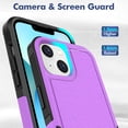 thumbnail image 3 of for iPhone 14 / iPhone 13 Case: Dual Layer Protective Heavy Duty Cell Phone Case Shockproof Rugged Bumper Tough with Screen Protector - 16FT Military Grade Drop Tested for iPhone 14/ iPhone 13, Purple, 3 of 16