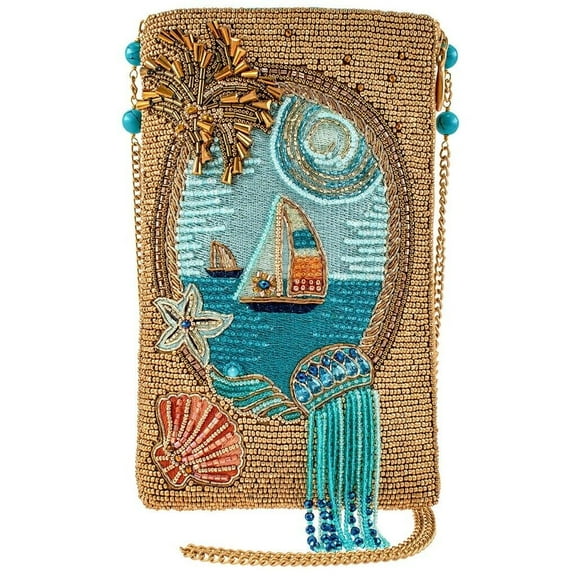 Mary Frances Sail Away Beaded Tropics Boat Crossbody Phone Bag Handbag Multi New