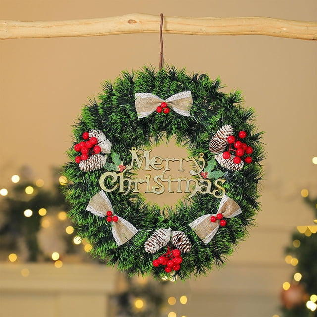CREATITOY Christmas Wreath with Pine Branches Berries - Festive Holiday Door Wreath for Christmas Tree DecorationDoor Lintel Home Wall Display