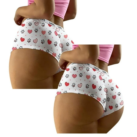

Womens Underwear Brief Print Lingerie Temptation Low waist Panties2PC