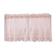 thumbnail image 2 of HOMEIORA 1pc Flower Valances Pastoral Embroidery Lace Valance Semi Sheer Lace Cafe Short Curtains for Bedroom Kitchen Decor Elegant Christmas Flower Leaves Kitchen Curtain, 29" x 24", Pink, 2 of 5
