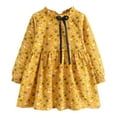 thumbnail image 2 of NAISIBABY Girls Long Sleeve Dress, Crew Neck Lace Up Floral Pleated Casual Ruffle Dress Yellow 3-4T, 2 of 8
