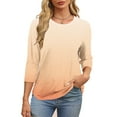 thumbnail image 3 of Plebaso T-Shirts à Manches 3/4 Col Rond pour Femmes Tee-Shirts Décontractés Amples Blouses Dégradées pour S-5TG, 3 of 6