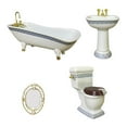thumbnail image 4 of 4pieces 1:12 Miniature Dollhouse Bathroom Set - Bathtub Toilet Sink Mirror, 4 of 6