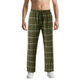 thumbnail image 2 of WTOBBY Men's Plaid Stripe Casual Pants Fashion Pajama Pants for Home Sleep Comfortable Soft Drawstring Elastic Waist Men's Lounge Trousers,Green 2XL, 2 of 4
