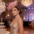 thumbnail image 6 of Qiopertar Vintage Fascinator Hat, Flower Mesh Ribbons Feathers Headband Clip, Tea Party Bridal Cocktail Headwear for Women Girls, Pink, 6 of 6