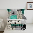 thumbnail image 5 of Western Cowboy Comforter Set Queen Country Horse Cow Print Bedding Set Boho Western Plaid Aztec Arrow Bed Sets West Cowboy Room Decor,Rustic Farmhouse Quilt Turquoise 2 Pillow Cases, 5 of 6