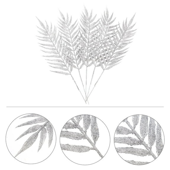 Clispeed 5Pack Artificial Leaves Artificial Christmas Ornaments Silver Iron Wire Decorative Ornaments