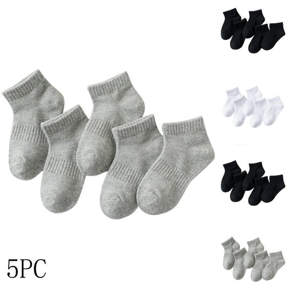 Lovzfmll Ankle Socks for Boys, 5-Pack Solid Color Mesh Breathable Socks, Toddler Sports Socks for Toddler 3-5 Years