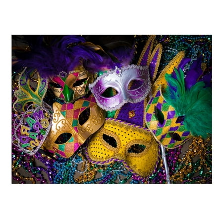 Image of Mardi Gras Backdrop Mask Festival Party Supplies Cinco De Mayo Background Vinyl