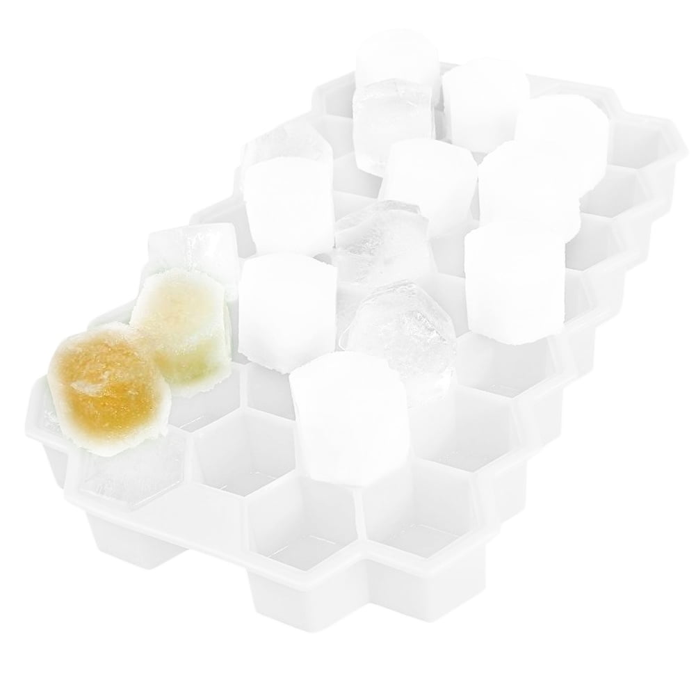 Silicone 37 Cubes Honeycomb Shape Ice Cube Tray Maker Mold Storage Container NEW 