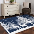 thumbnail image 4 of Winter White Elk Washable Area Rugs 4'x6', Christmas Tree Snowflake Navy Background Low Pile Throw Living Room Rug Non-Slip Sturdy Edge Binding Carpet for Indoor Entryway Bedside Kitchen, 4 of 9