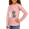 thumbnail image 2 of Jiueut Cute Cats Shirts for Girls Size 7-8 Years Girls Long Sleeve Shirts Kids Crewneck Pullover T Shirts for Teen Girls Sweatshirts Sports Daily Wear Outfit for Jogging, 2 of 7