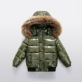thumbnail image 3 of Efsteb Kids Winter Coats Hooded Puffer Jacket Stand Collar Wa𝐭erproof Down Coats Long Sleeve Warm Thick Thermal Outwear (Army Green,8-9 Years), 3 of 4