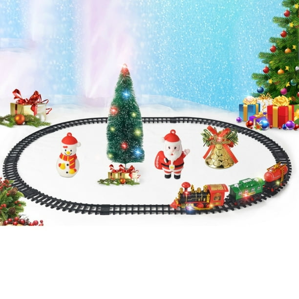 Tren Eléctrico De Navidad Con Luces Y Sonidos – Juego De Vías Para Alrededor Del Árbol, Baterías AA, Regalo Infantil