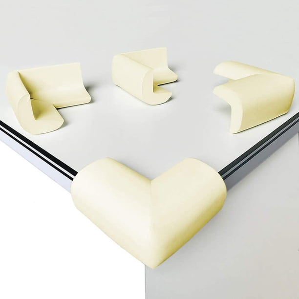 Juego de 4 protectores de esquinas de mesa de espuma suave, protectores de esquinas antigolpes en ángulo recto para seguridad de bebés con adhesivos resistentes para mesas y cualquier mueble afilado