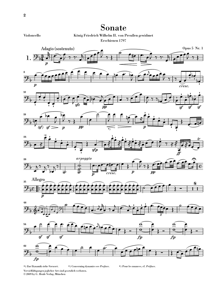 G. Henle Verlag Sonatas for Piano And Violoncello By Beethoven