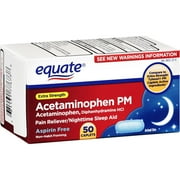Equate Extra Strength Pain Reliever/Nighttime Sleep Aid Caplets, 50 Count