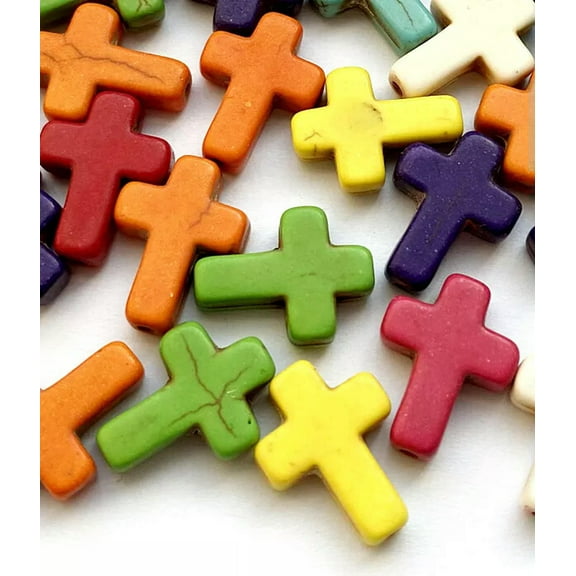 U8MO 12x16mm Color Turquoise Cross Loose Beads 50pcs