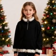thumbnail image 5 of KAUOD Boys Girls Christmas Fleece Jackets Half Zipper Cute Fuzzy-Lined Hooded Coats Kids Winter Pullover Sweatshirts Clothes, 5 of 8
