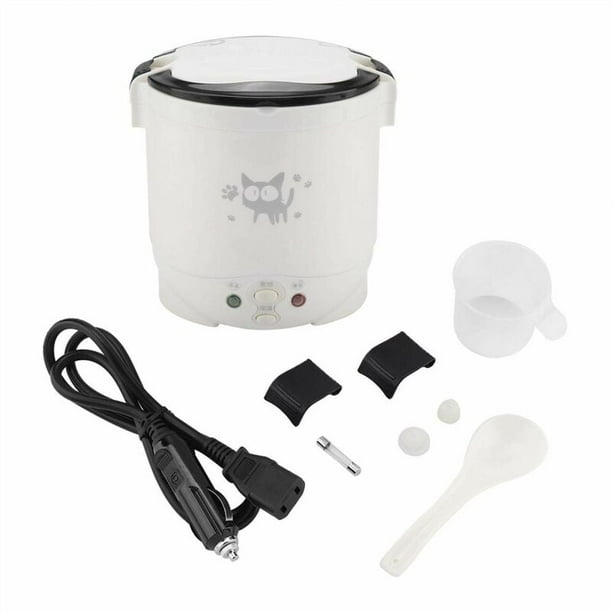 CHAO Mini olla arrocera, vaporera eléctrica de 12 V, 100 W, 1 litro, vaporera portátil de viaje pequeña, olla multicocción todo en 1, resistente al agua, antiadherente, función para mantener caliente(