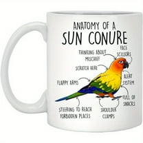 1pc, Sun Conure Coffee Mug, Cute Parrot Gift, Pet Bird Lover, Funny Gift For Her, Him, Bird Meme, Bird Mom, Bird Dad, Ornithologist, Anatomy 11oz