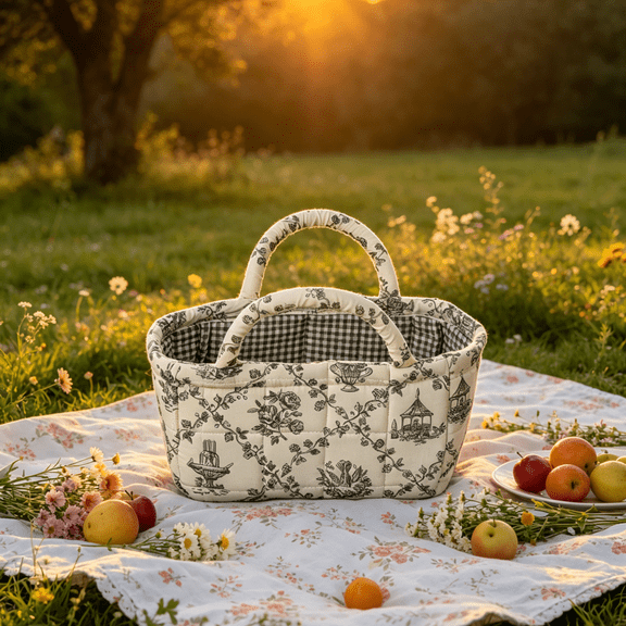 Small Storage Basket Organizer, Mini Fabric Floral Storage Baskets with Handle,Storage Bins for Toys, Books, Towels, and Clothes