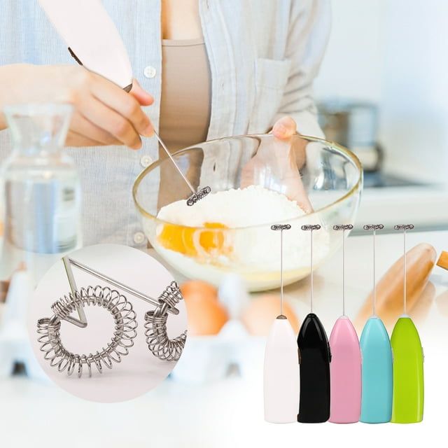 Dvkptbk Powerful Handheld Milk Frother, Mini Milk Frother Wand, Battery Operated Stainless Steel Drink Mixer - Milk Frother Stand for Milk Coffee, Lattes, Cappuccino, Frappe, Matcha