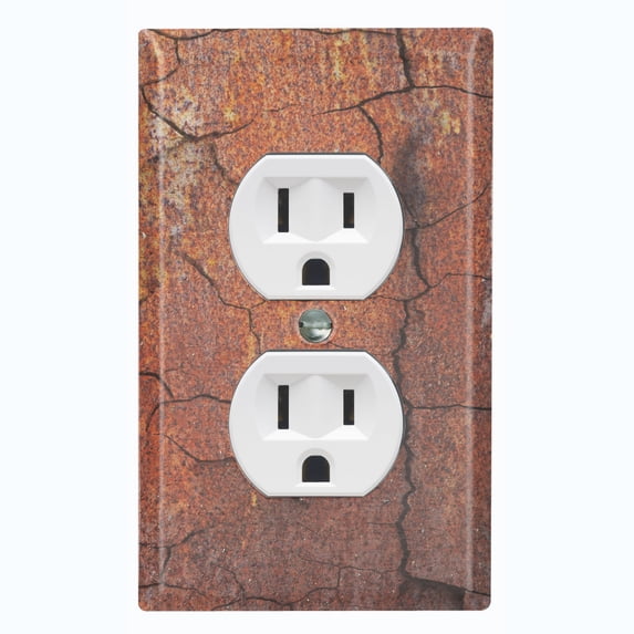 Metal Light Switch Plate Outlet Cover Image of Rusted Metal MET002