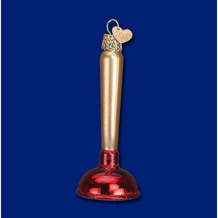 Old World Christmas Toilet Plunger Glass Ornament 32193 Plumber New FREE (Best Toilet Plunger In The World)