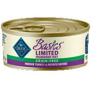 Blue Buffalo Basics Limited Ingredient Diet Grain Free, Natural Adult Wet Cat Food, Indoor Turkey, 5.5-oz cans