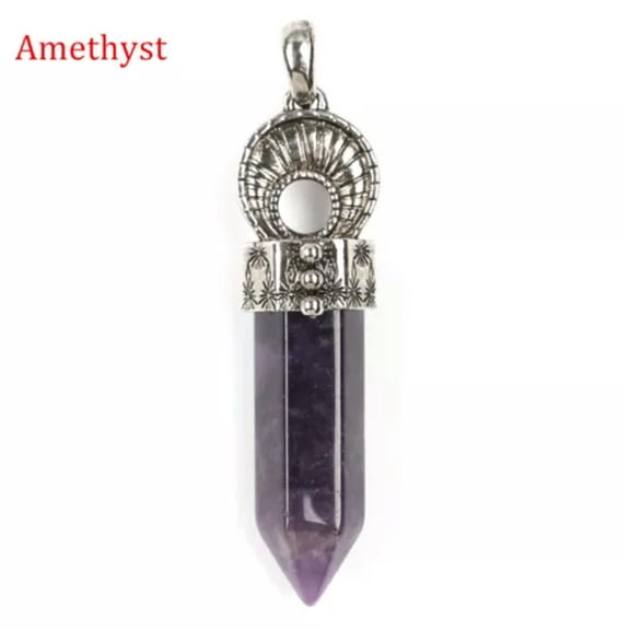 HOOUN 1pc Chakra Crystal Wands Pendant Gemstone Magic Stick Point Amulet Reiki Healing-Amethyst-1PC (Random Pick)