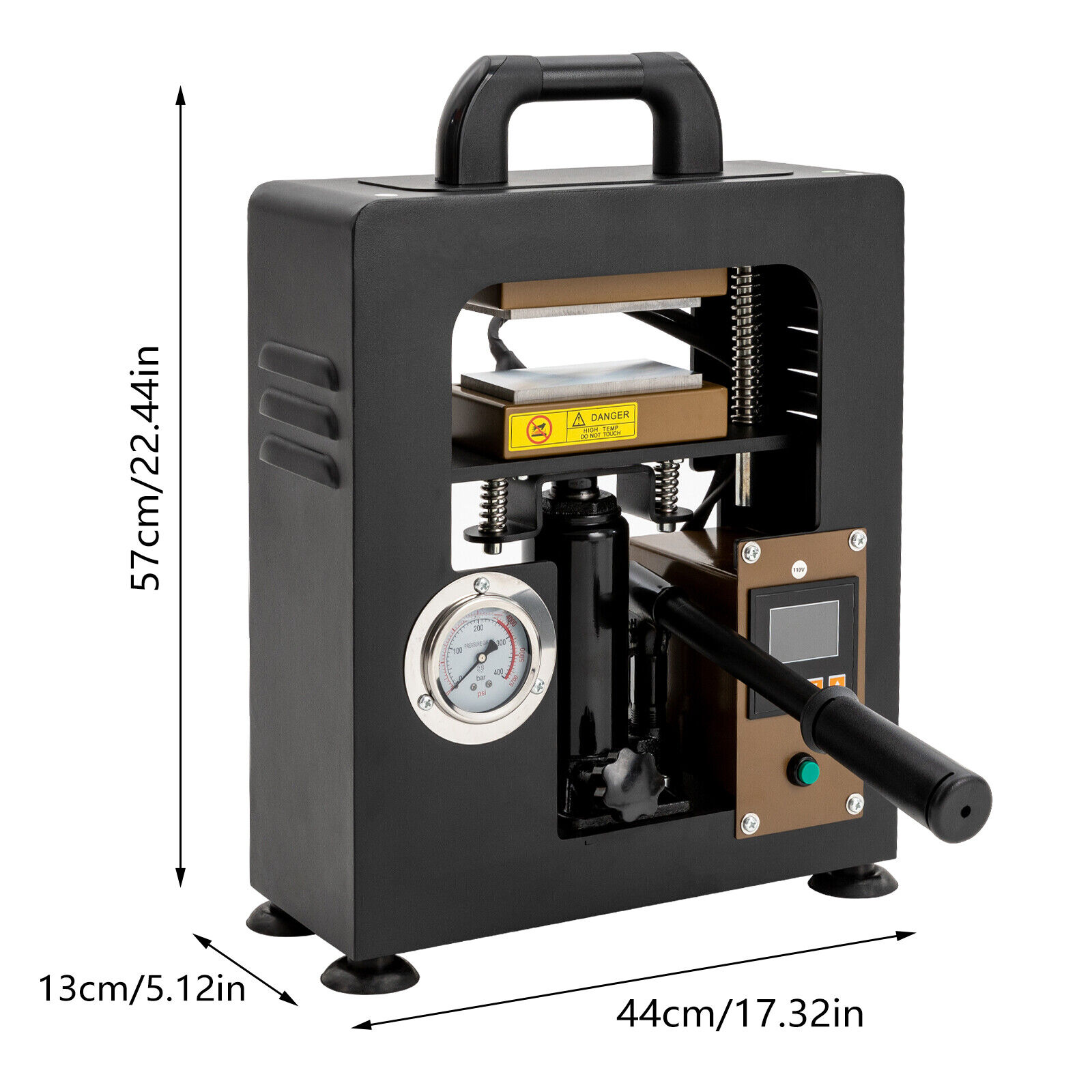 Miumaeov 10T/22046lbs Heat Press Hydraulic Jack Heat Press Machine 0-5700 PSI/0-400 Bar