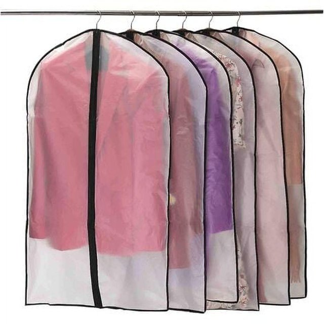 Funda MÁGICA para ropa, resistente al polvo, a las polillas y a la humedad, para conjunto de camisa y abrigo, funda protectora translúcida con cremallera, 6 piezas, 60 x 100 cm (negra) -
