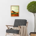 thumbnail image 2 of Abstract Eclectic Tangerine And Olive Countryside Linocut Illustration Artwork Framed Wall Art Print A4, 2 of 4