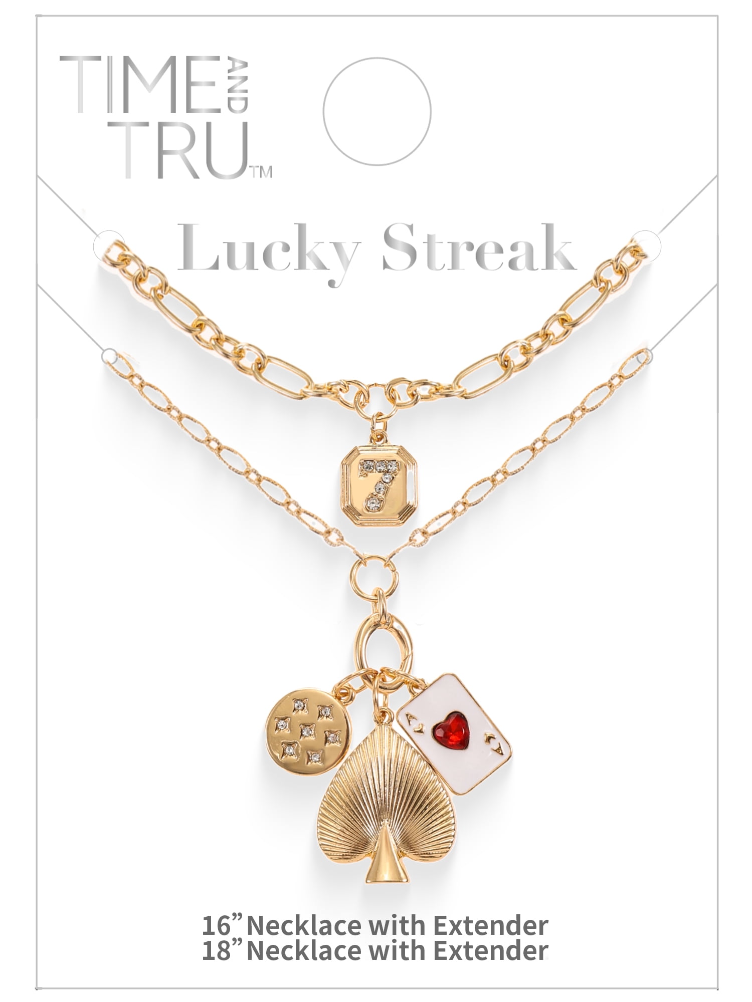 Time and Tru Ace Charm Layered Necklace Set Goldtone