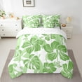 thumbnail image 3 of Feelyou Dreamy Green Flower Twin Bedding Sets 7-Piece for Kids, Cherry Blossoms Floral Bedding Comforter Set, Palm Leaf Plant Reversible Sheet Sets, Ultra Soft Bedroom Decor, 3 of 9
