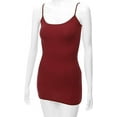 thumbnail image 3 of RT1002 Ladies Adjustable Spaghetti Strap Basic Long Cami Tank Top Burgundy S, 3 of 5